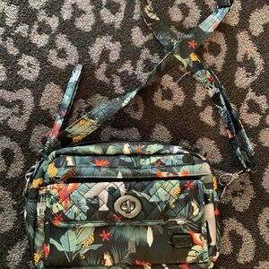 Tropical Print Quilted Crossbody Bag